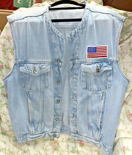 Vintage Today  s News Denim Vest Great 80's-90's Style American Flag Patch