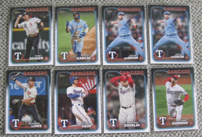 TEXAS RANGERS 2024 TOPPS SERIES ONE 8-CARD LOT Seager/Garcia/deGrom/Lowe/Heim...