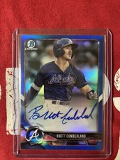 2018 Bowman Chrome Blue Refractor Autograph Brett Cumberland RC AUTO #3/150