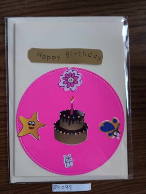 BK099 Handgefertigte personalisierte Mädchen Geburtstagskarte Kuchen Blume Stern Geschenk 6x4''