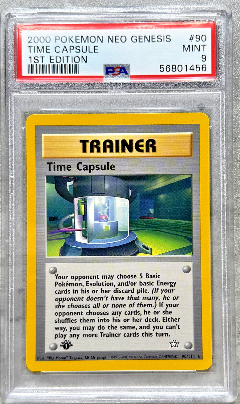 Pokémon Card 1st Edition Time Capsule PSA 9 Mint, Neo Genesis #90, WOTC 2000