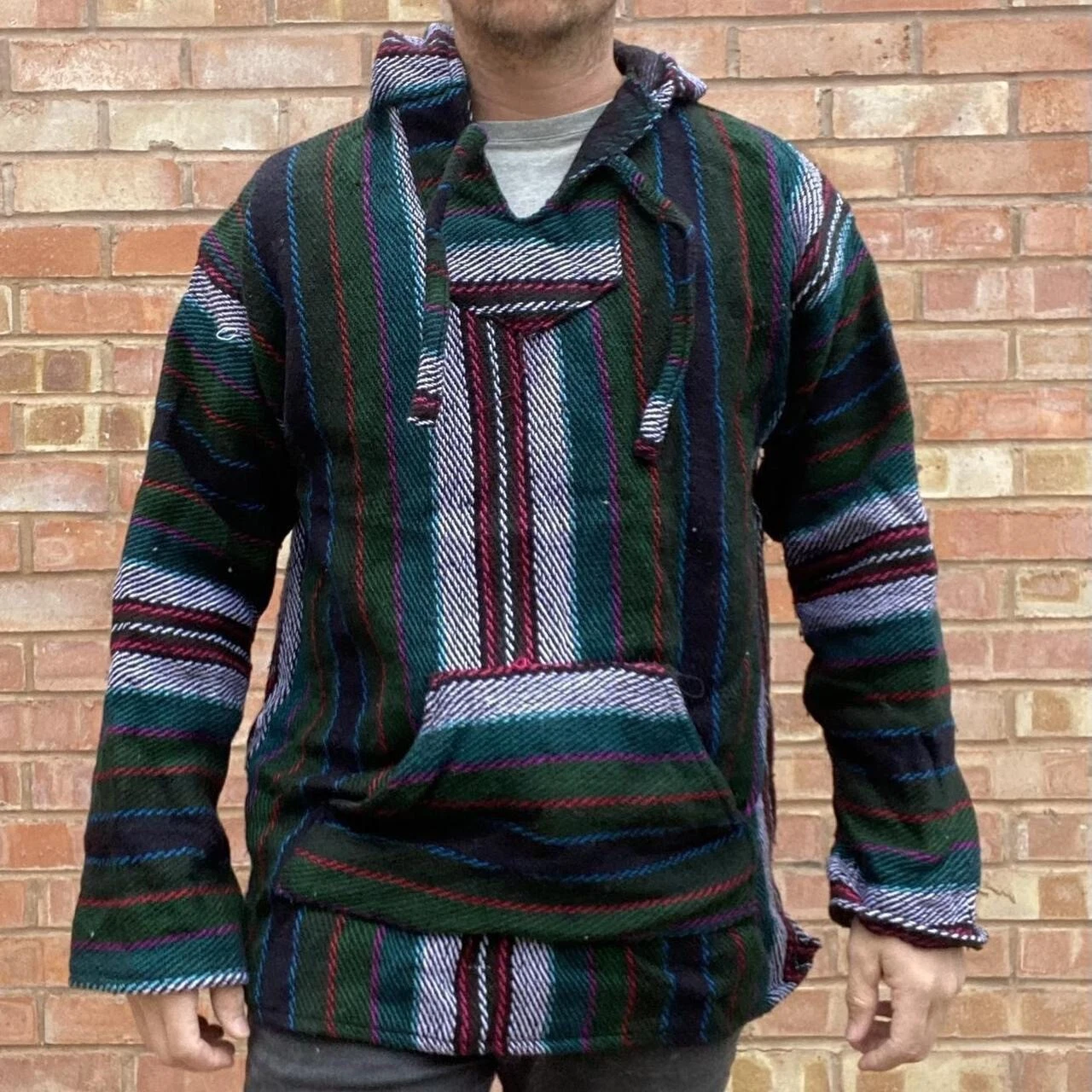 Festival Poncho Green Knitted Pullover Windbreaker Thick Outdoor Jumper Alpaca