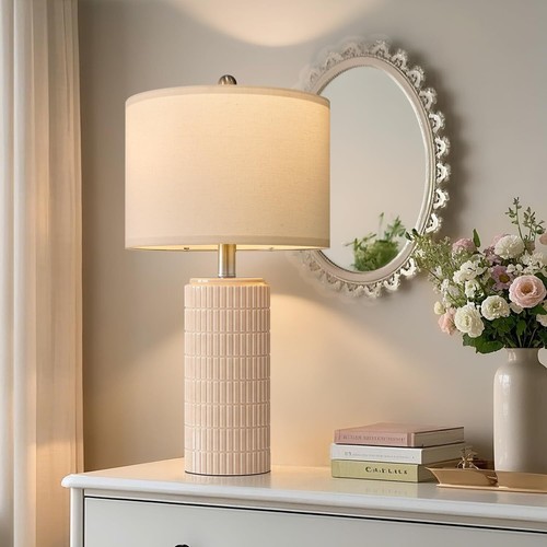 23" Modern Ceramic Table Lamp Set of 2 for Living Room White Desk Lamps - Picture 30 of 54