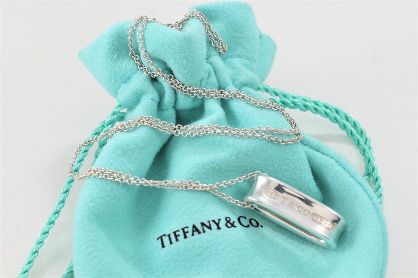 Tiffany & Co. 1837 Sterling Silver Loop Pendant 16" Chain Necklace