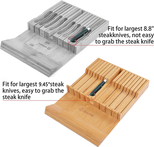 Utoplike In-Drawer Knife Block Bamboo Kitchen Knife Drawer Organizer,Large Handl - Picture 5 of 7