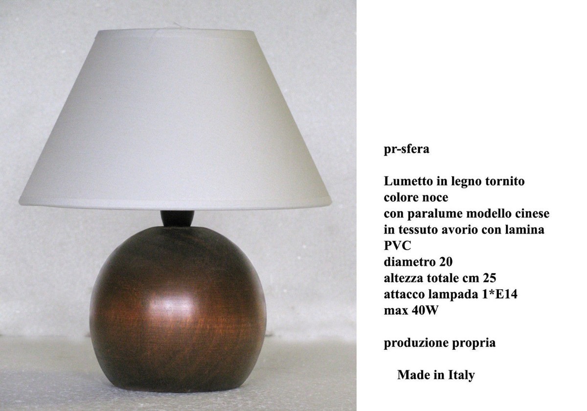 Lampada In Legno Tornito Scannellato Made In Italy - Piccola Con Paralume Avorio - Foto 10