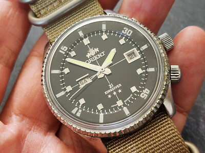 RARE Vintage Orient King Diver KD Black Dial 2 Windows Automatic 7.