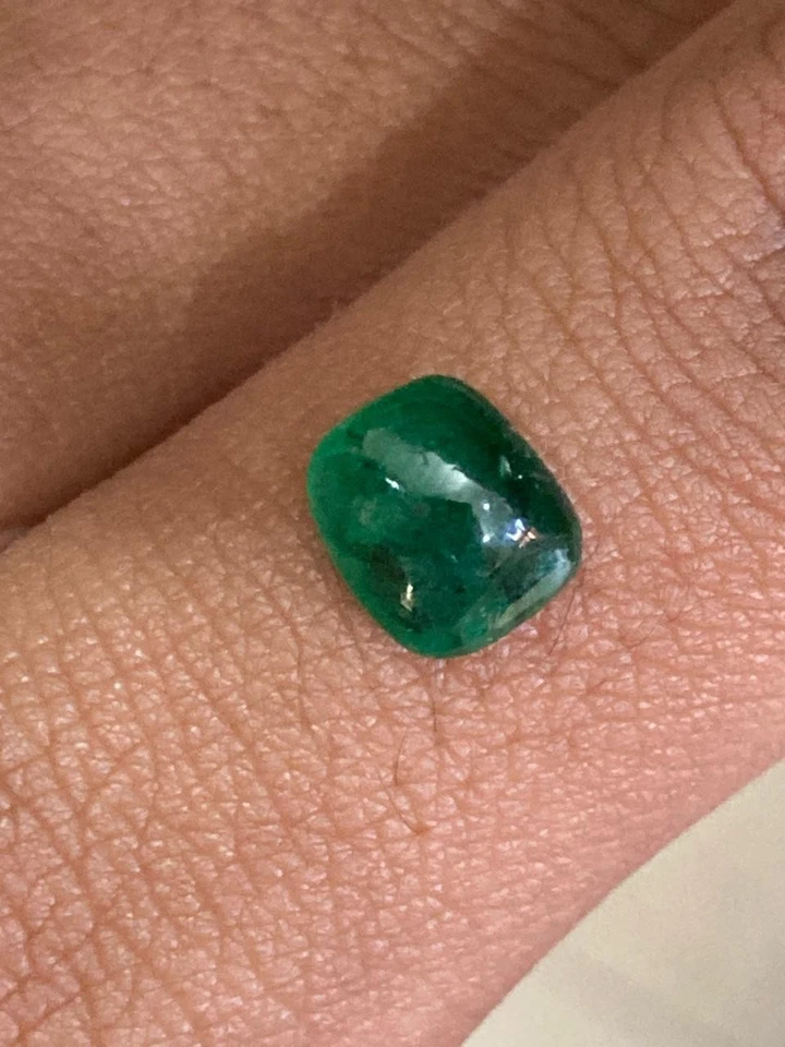 Cabujón esmeralda natural de Zambia 2,40 CTS sin tratar esmeralda suelta sin calefacción Foto 3 de 4