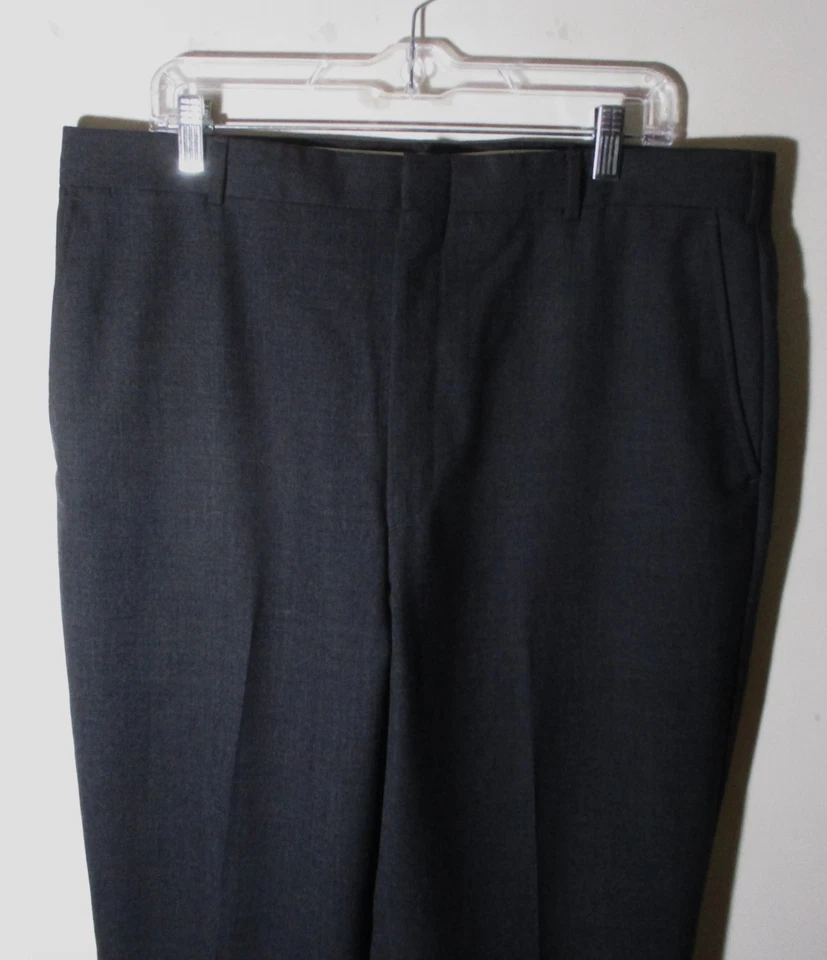 L.L. BEAN Gray 100% Worsted Wool Flat Dress Pants Men's Size 38X30 - Image 2 of 4