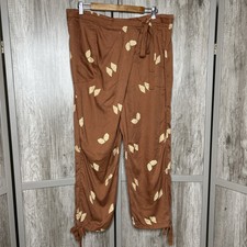 Pilcro Pants Women Size 31 Asymmetrical Printed Harem Brown floral