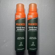 Mando Deodorant Spray for Men, Aluminum Free, Clover Woods Scent, 3.6 oz x2