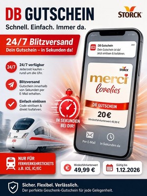 24/7 Blitzversand 20 Euro DB Deutsche Bahn Gutschein RABATT gültig bis 1.12. 20 