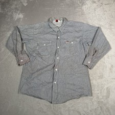 Ben Davis Shirt Mens XL White Striped Cotton Hickory Button Up Work Shacket 