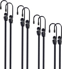 8-Pack Bungee Cords with Hooks, 12"-36" Heavy Duty Straps for Tarps, Luggage