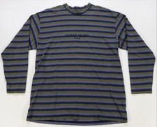 Rare Vintage GUESS Jeans USA Spell Out Striped Long Sleeve T Shirt 90s Purple L