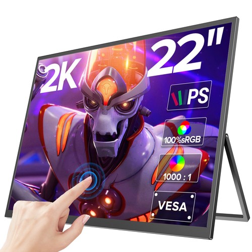 Tragbarer 2K Touchscreen Monitor 22 Zoll 2560x1440 100%sRGB HDRGaming Bildschirm