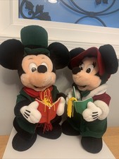 Disney Mickey Mouse Minnie Mouse 13" Plush Old Fashioned Christmas Carol Lot 2