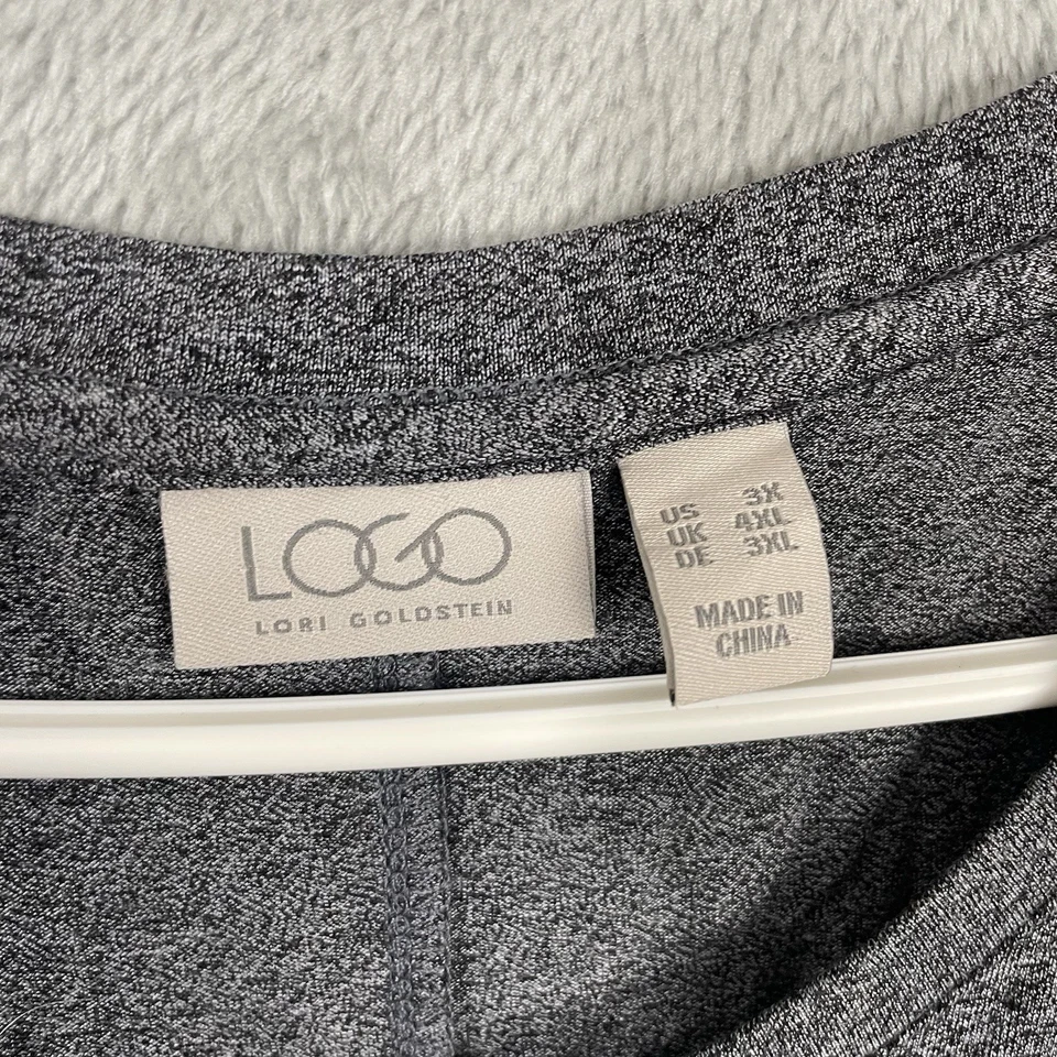 Top túnica mujer LOGO Lori Goldstein Plus 3X gris manga larga elástico Foto 2 de 4