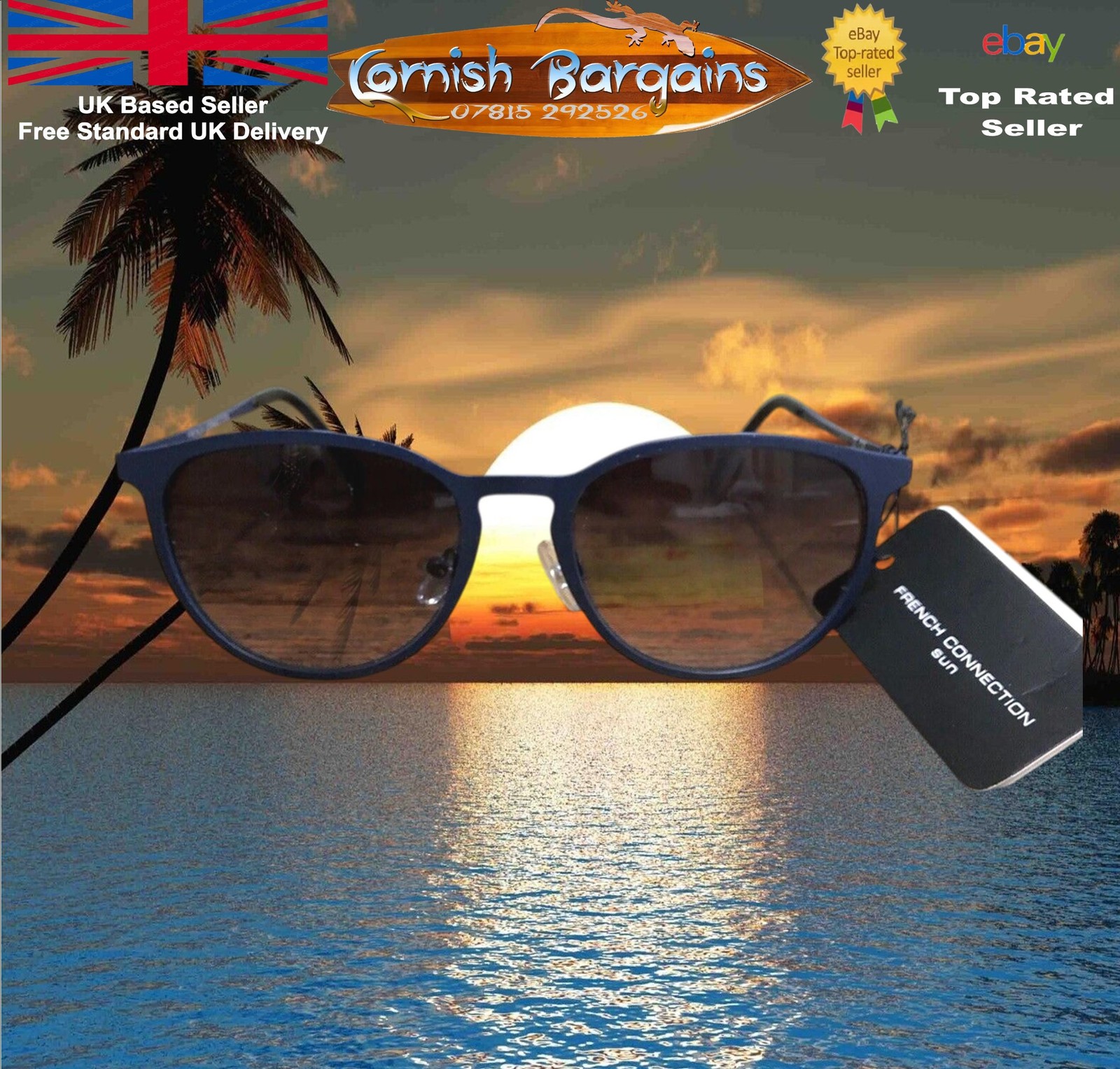 French Connection FCU771 Mens Metal Matt Sunglasses - Blue NEW