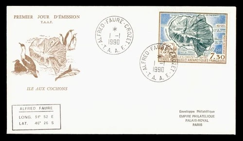 DR WHO 1990 FRENCH ANTARCTIC FSAT FDC ILE AUX COCHONS ISLAND 7.30 M70636