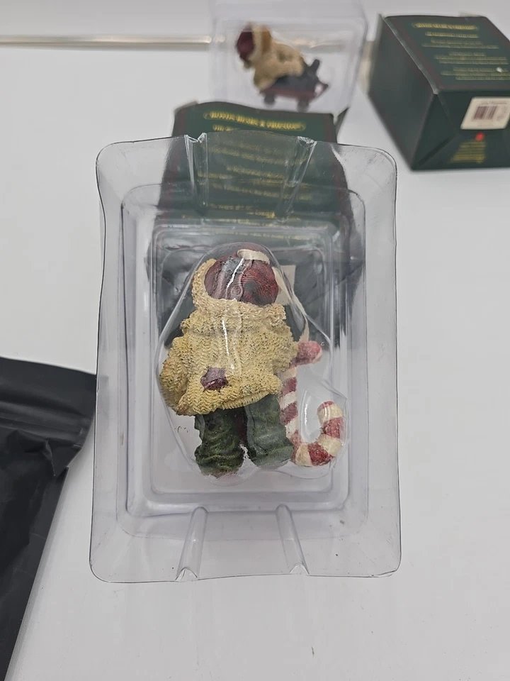 Boyds Bears Holiday Figurine Ornaments Bearstone Lot Of 3 Red Dot w/ Boxes - Image 3 of 4