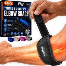 2-Pack Tennis Elbow Brace for Men  Women, Golfer's One Size, Black