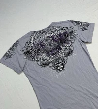 VTG Archaic By Affliction Y2K Babydoll Gothic Baby Tee S Angel Wings Tattoo Emo