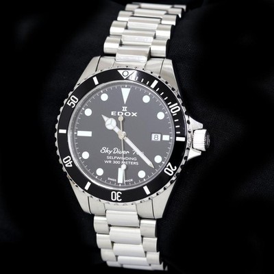 EDOX Skydiver 70s 80112-3NM-NI Automatic Black Dial Bracelet Men's