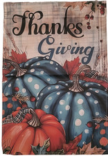 Thanksgiving Fall Garden Flag Polka Dot Pumpkins Double Sided Polyester 12"x18"