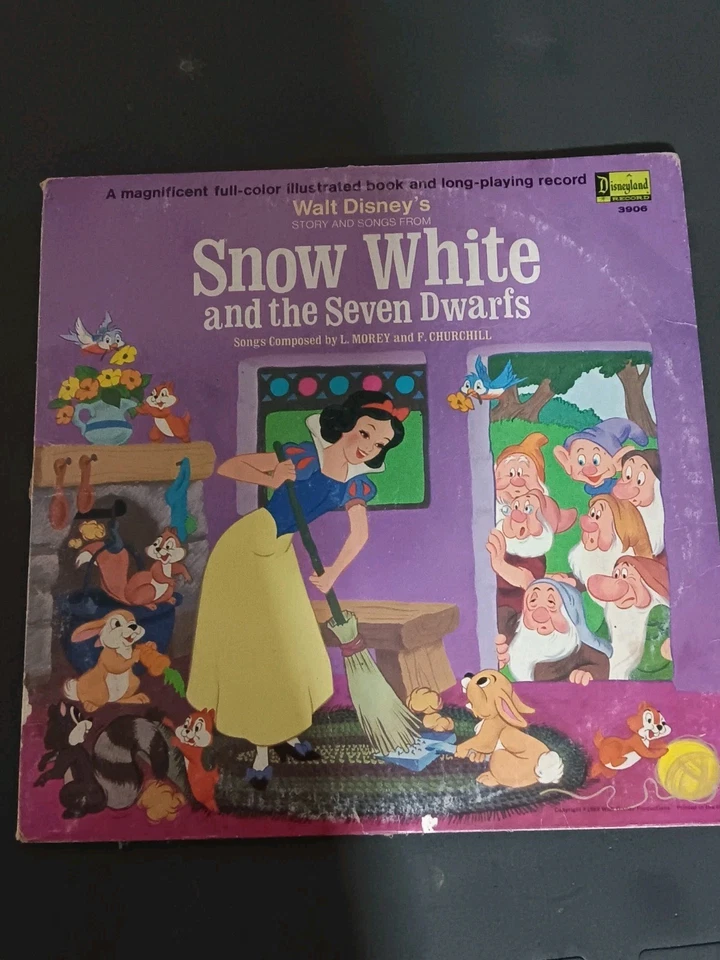 Vintage Walt Disney Record Snow White and the Seven Dwarfs song album book 1969 - Image 2 of 4