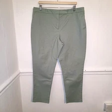 Principles Womens Trousers Green Size UK 18 Cotton Mix Capri High Waist Country