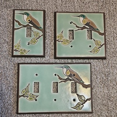 AFU! LTD  Ceramic Green Hummingbird Decorative 1, 2 & 3-Gang Switch Wall Plates