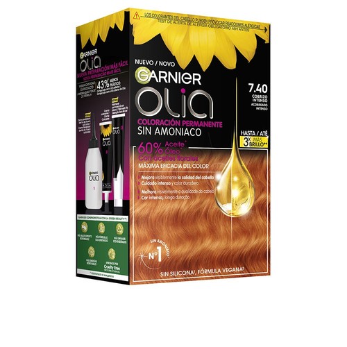 Cabello Garnier unisex OLIA coloración permanente #7,40-cobrizo intenso