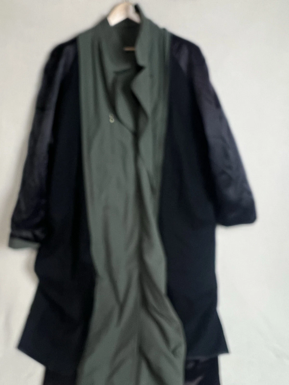 Stanley Blacker Vintage Green Trench Coat Size XXL Men's Black Wool Linen - product detail image 10