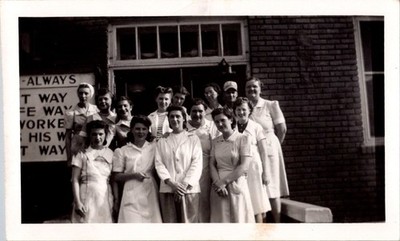 Vintage 1940s 1950s Black & White Photo Group of Women in Uniforms Work Team