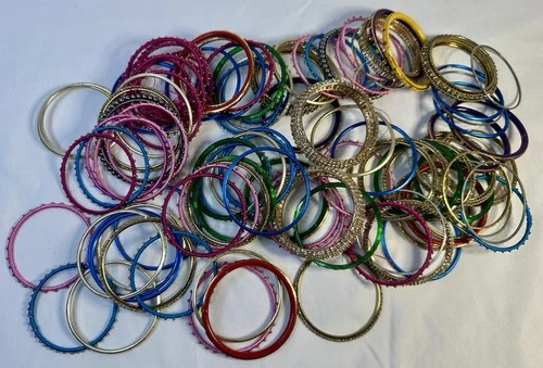 Costume Jewelry Lot Rhinestone Bangles Bracelets Over 1 Pound