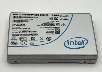 Intel SDD DC P4500 Series 2TB NVME PCIe 2.5in SSDPE2KX020T7