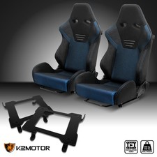 Fits 1999-2004 Ford Mustang Racing Seat Black Suede Blue Fabricbrackets Rails