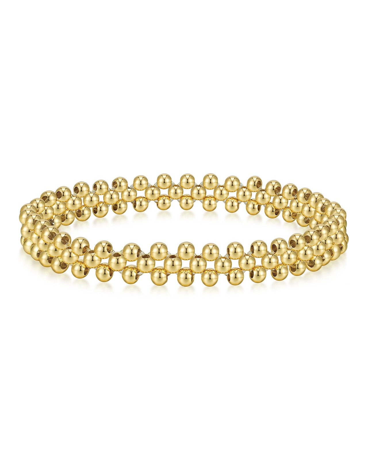 14K Gold Plated Bracelets for Women Non-Tarnish, 3-Layer Woven Beaded Bracele...