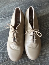 Bloch 1 Shockwave Flex-Tap Shoes Tan Leather Lace Up Dance Size 10.5M