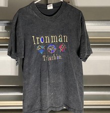 Vintage 90s Ironman Triathlon "Swim, Bike, Run" Graphic T-Shirt Size Large