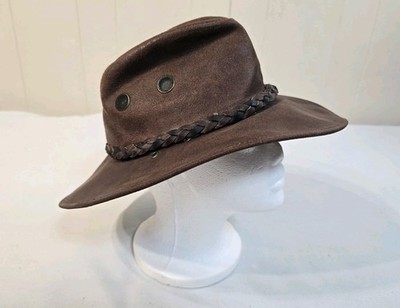 Vintage Henschel Skullys Hat Brown Suede Leather Size Medium ~ St. Louis