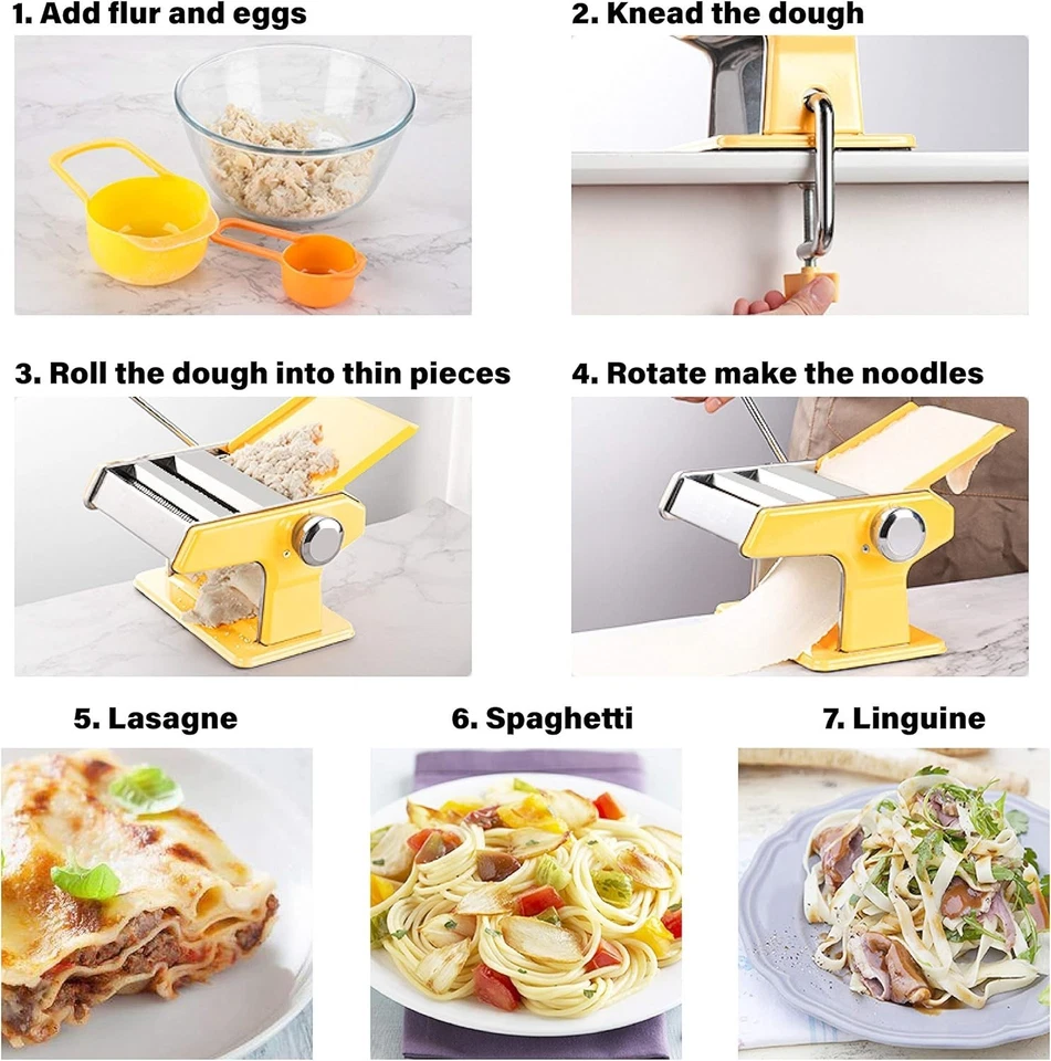Adjustable Pasta Maker - Stainless Steel Roller - Hand Crank - Image 4 of 4