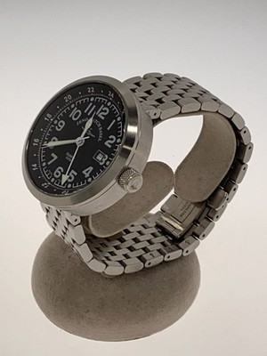 ZENO WATCH BASEL Quartz Analog Stainless Steel Black Dial B554Q Men's Auth Rare