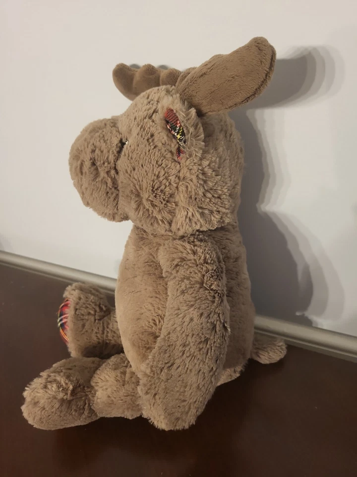 Cloud B Dreamy Hugginz Holiday Brown Red Plaid Moose Plush Stuffed Animal 14" - Image 2 of 4