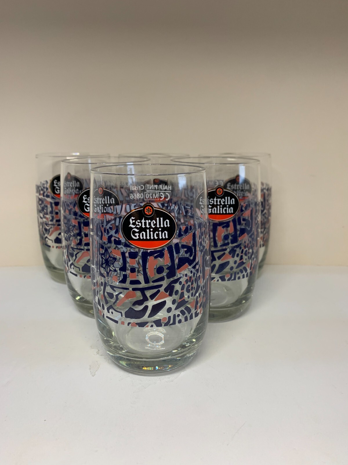 6 x Rare Estrella Galicia Beer Lager Half Pint Glasses NEW CE M20 eBay