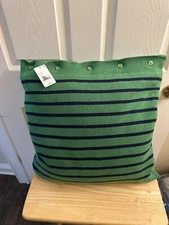 NWT Ralph Lauren Toulon Green Navy Striped Decorative Throw Pillow 20x20