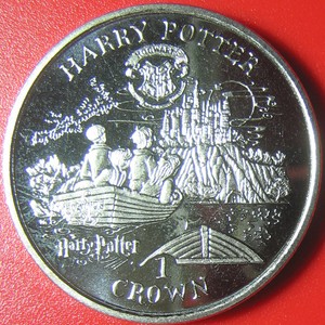 2001-ISLE-OF-MAN-1-CROWN-HARRY-POTTER-CHILDREN-034-JOURNEY-TO-HOGWART-039-S-034-IN-A-BOAT