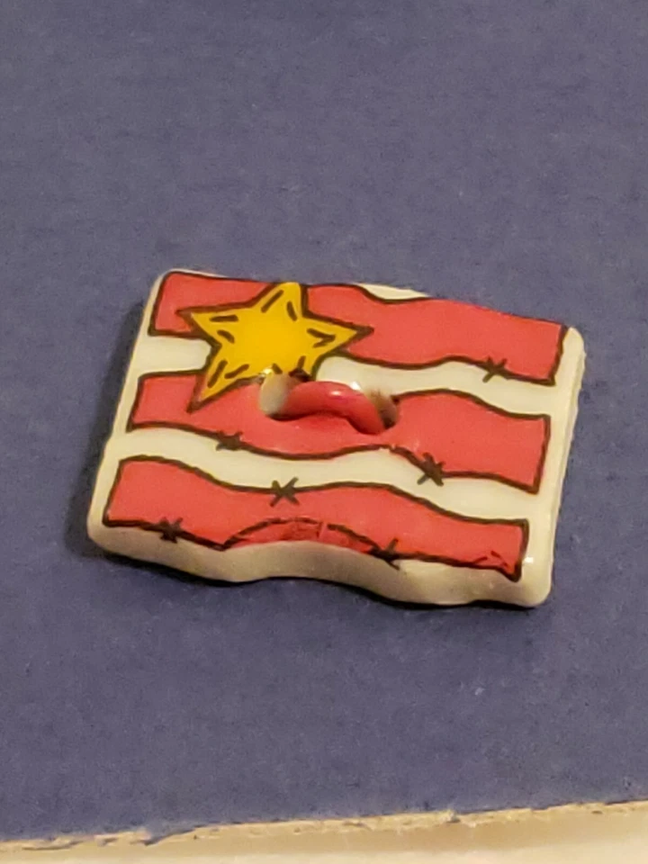 2 Ceramic Flag theme Buttons Flat Sew Thru Craft Quilt Patriotic 4th of July - Image 2 of 3