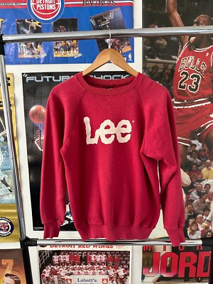 Vintage 70s 80s Lee Crazy Rare Faded Spellout Promo Crewneck Size Small USA Made